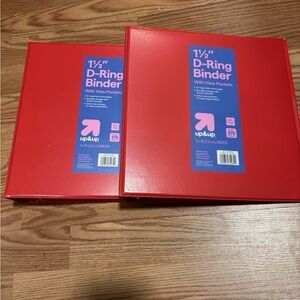 NWT set of two 1 1/2 inch Red D-Ring Binder with View Pockets- holds 375 sheets